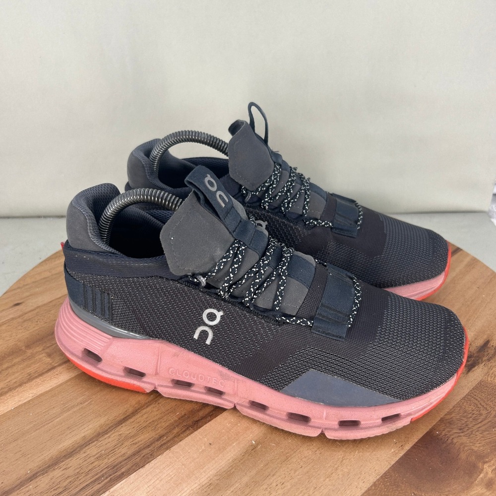 On Running Cloudnova Mens 8 Black Ink Rose Sneakers 26.99184 Swiss Engineering